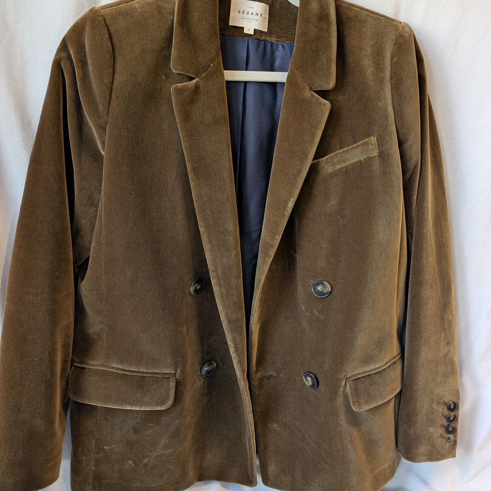 Sézane Velvet Blazer Size36(US4) Moss Color